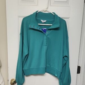 JoyLab Teal Snap-Button Sweatshirt